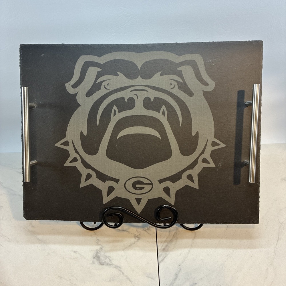 16"x12" UGA Slate Serving Tray With SS Handles